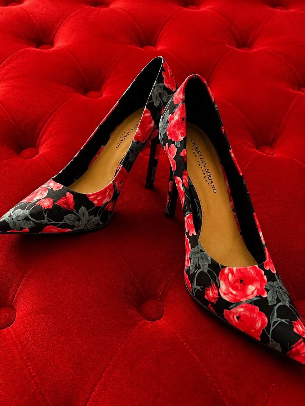 Christian Siriano Red Floral Pointed-Toe Pumps
